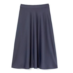 H&M Gray Satin Effect High Waisted Midi Skirt